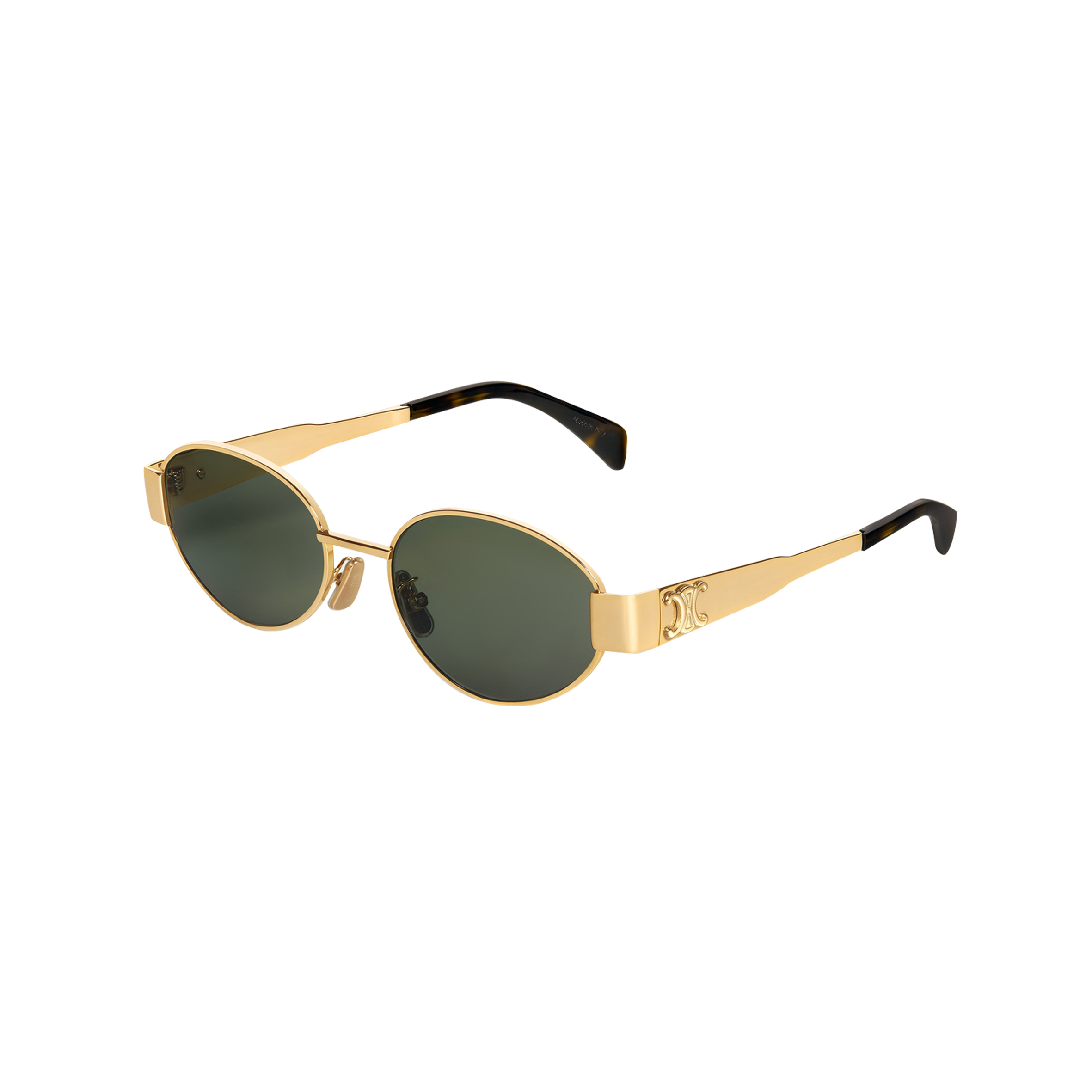 CELINE TRIOMPHE METAL 01 SUNGLASSES IN METAL GOLD GREEN  4S235